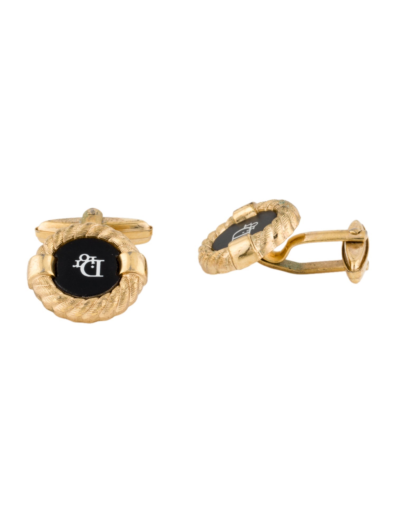 Christian Dior Vintage Enamel Logo Cufflinks