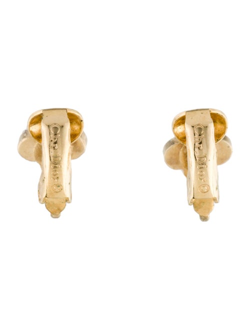 Christian Dior Vintage Crystal Floral Clip-On Earrings