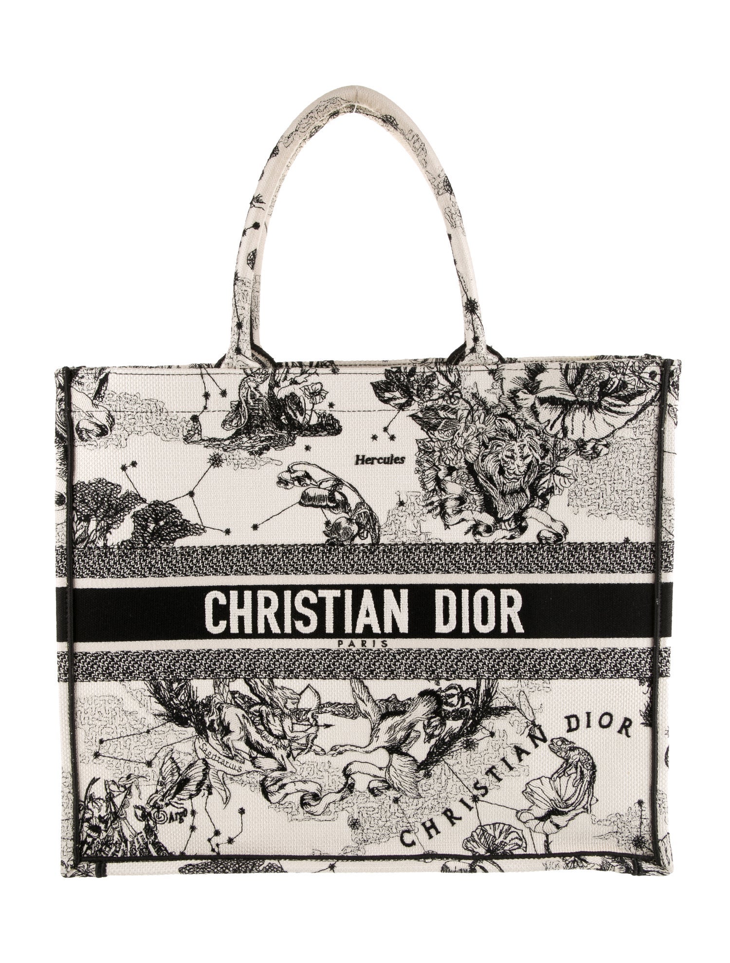 Christian Dior 2021 Large Toile de Jouy Zodiac Book Tote Neutrals