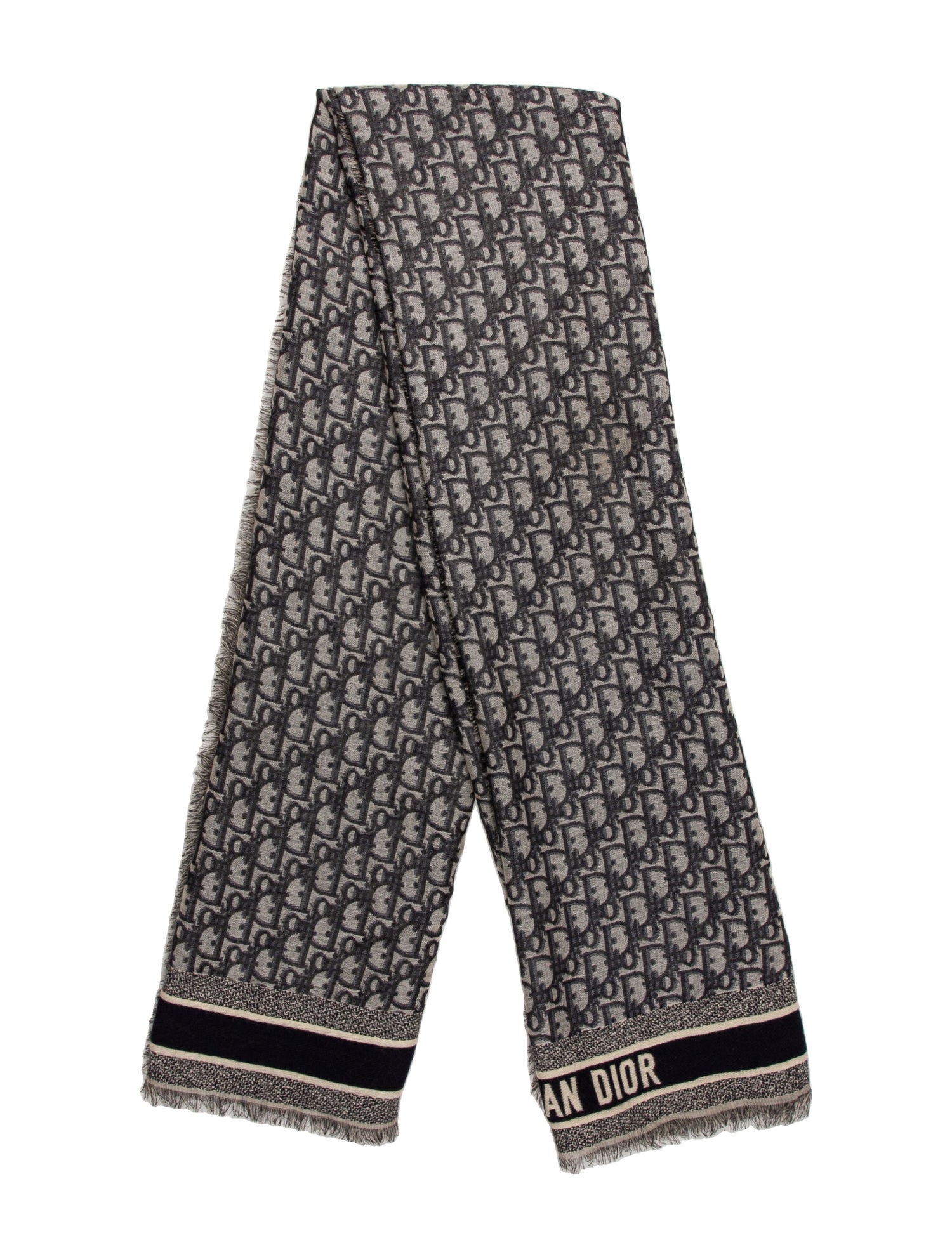 Christian Dior Silk Oblique Jacquard Scarf Neutrals Scarves and