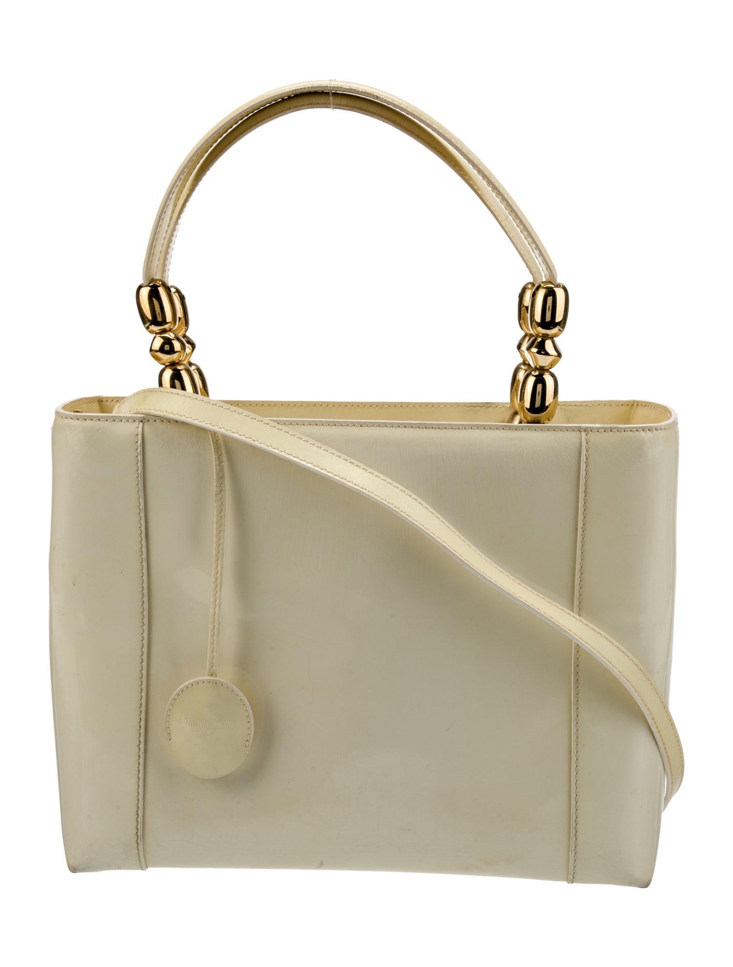 バッグ Dior Maris Pearl bag By Galliano Christian Dior Maris Pearl Hand Bag Nylon Beige Silver Auth