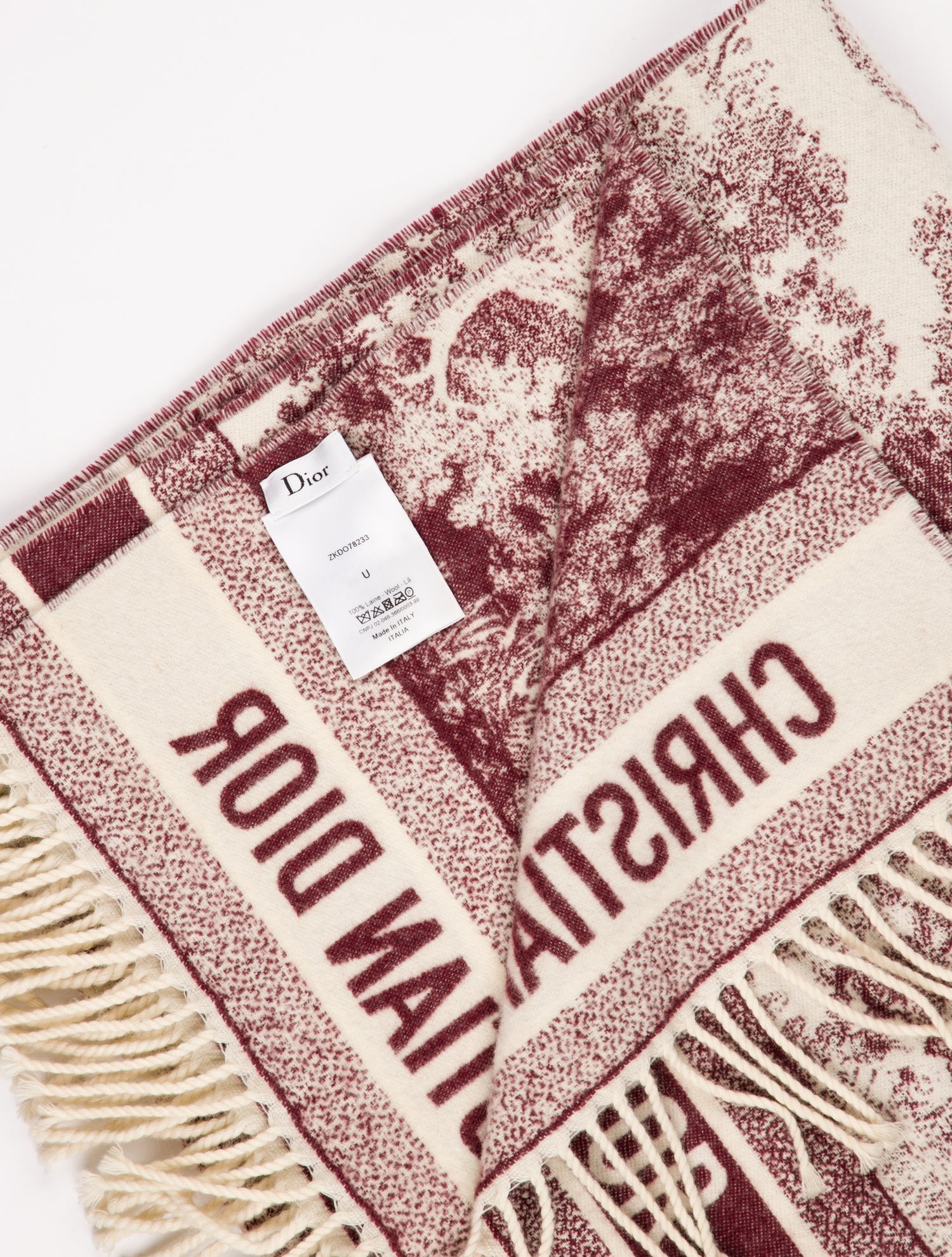 Christian Dior Toile de Jouy Throw Blanket Burgundy Throws, Pillows