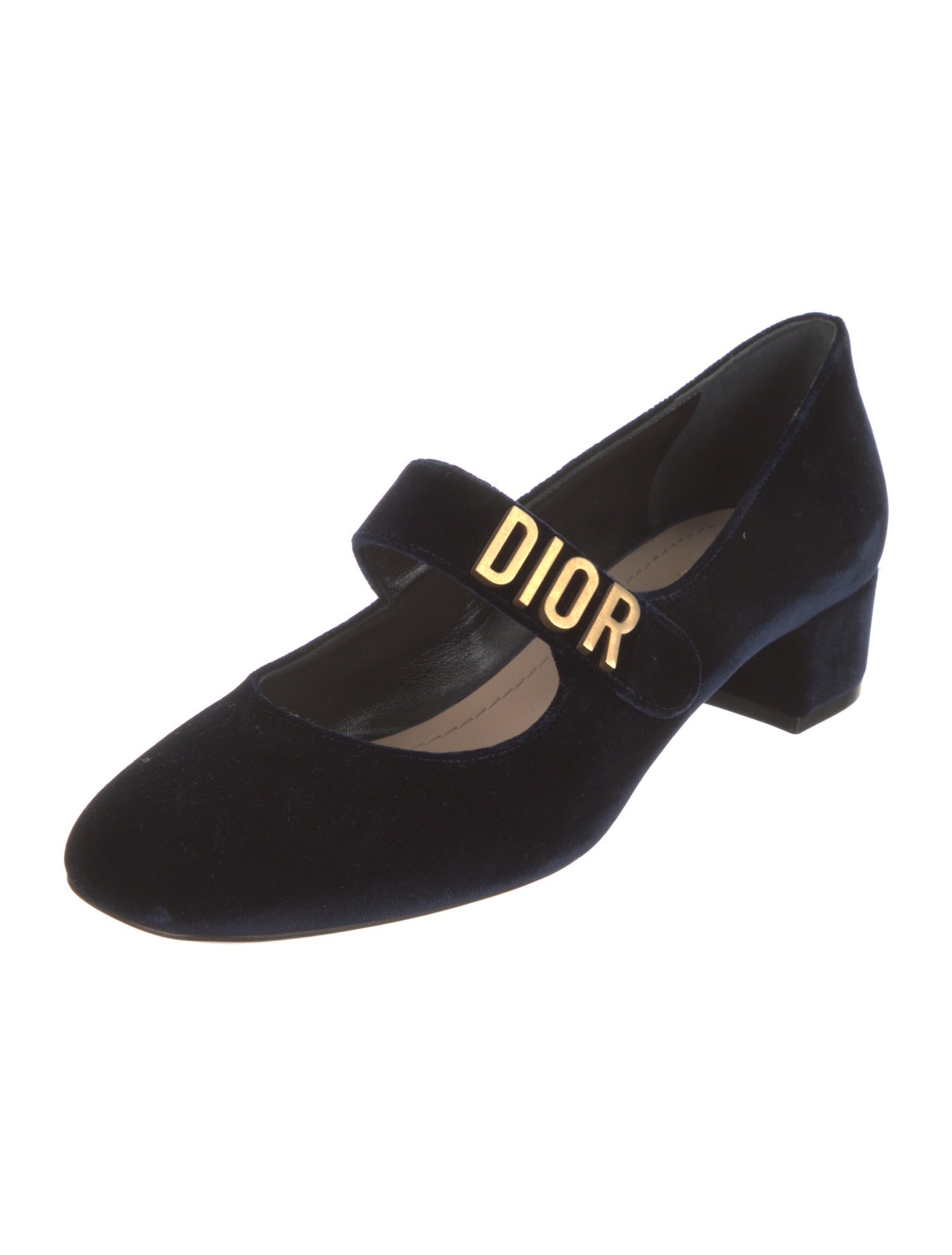 Christian Dior Velvet Mary Jane Flats Blue Flats, Shoes CHR396341