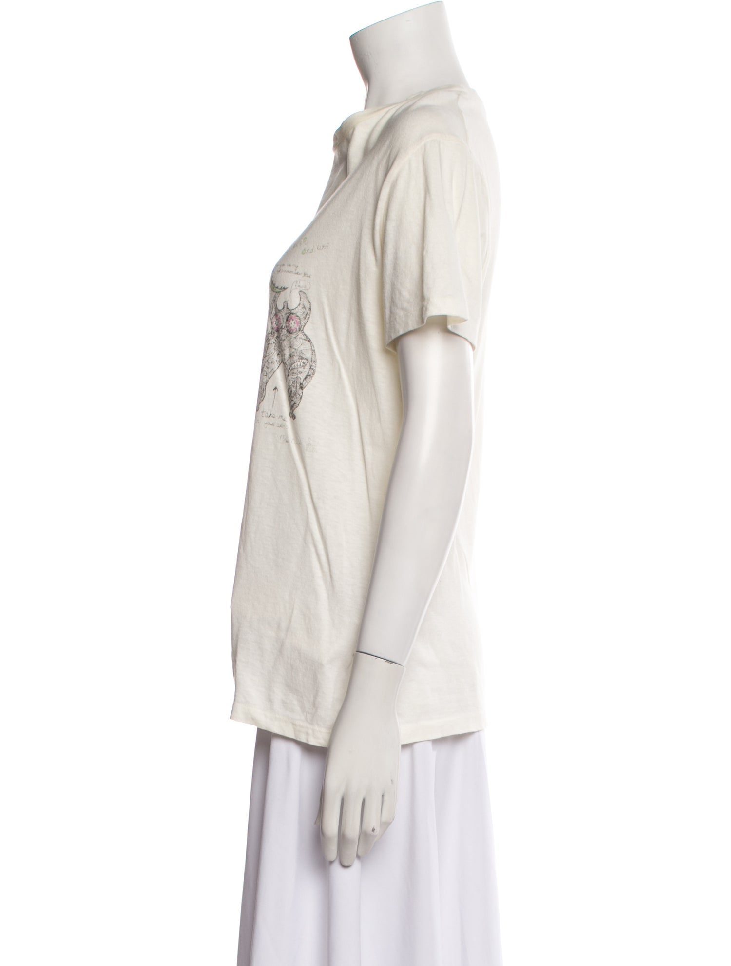 Christian Dior Graphic Print Crew Neck T-Shirt - Neutrals Tops