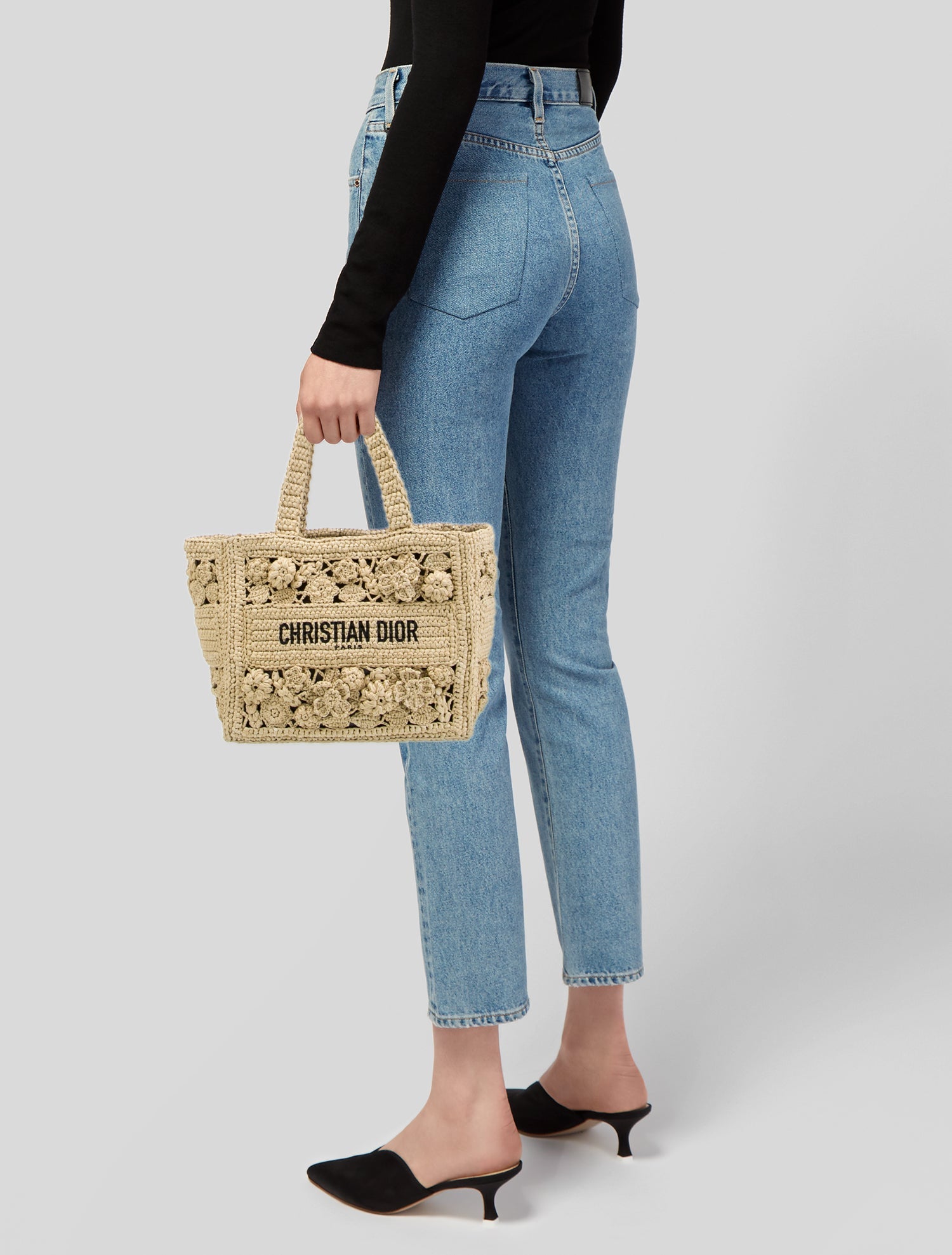 Christian Dior 2023 Small Crochet Book Tote - Neutrals Handle Bags