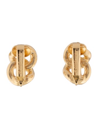 Christian Dior Enamel & Crystal Link Clip-On Earrings
