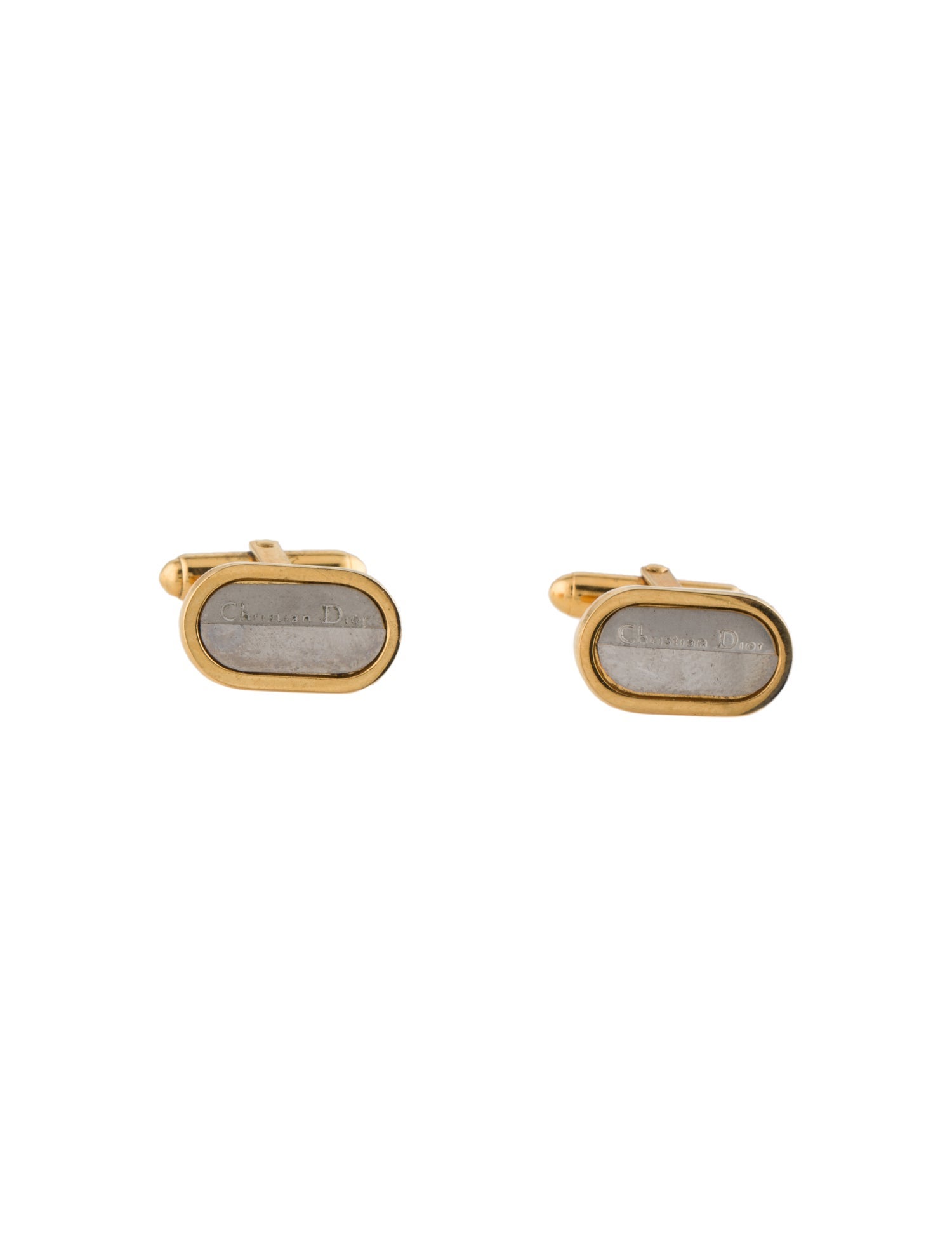Christian Dior Vintage Oval Cufflinks Brass CHR399635 The RealReal