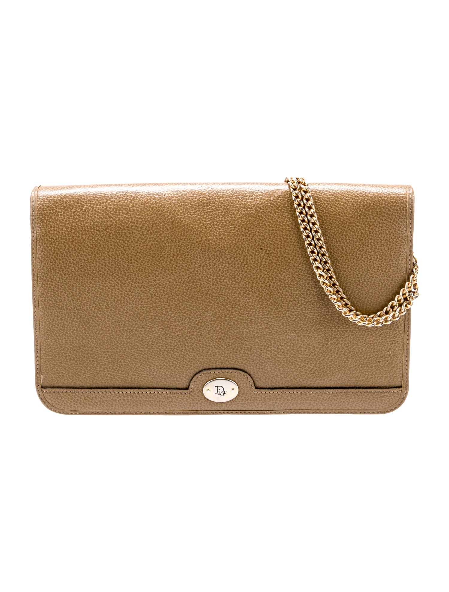 Christian Dior Vintage Leather Chain Shoulder Bag Brown Shoulder Bags