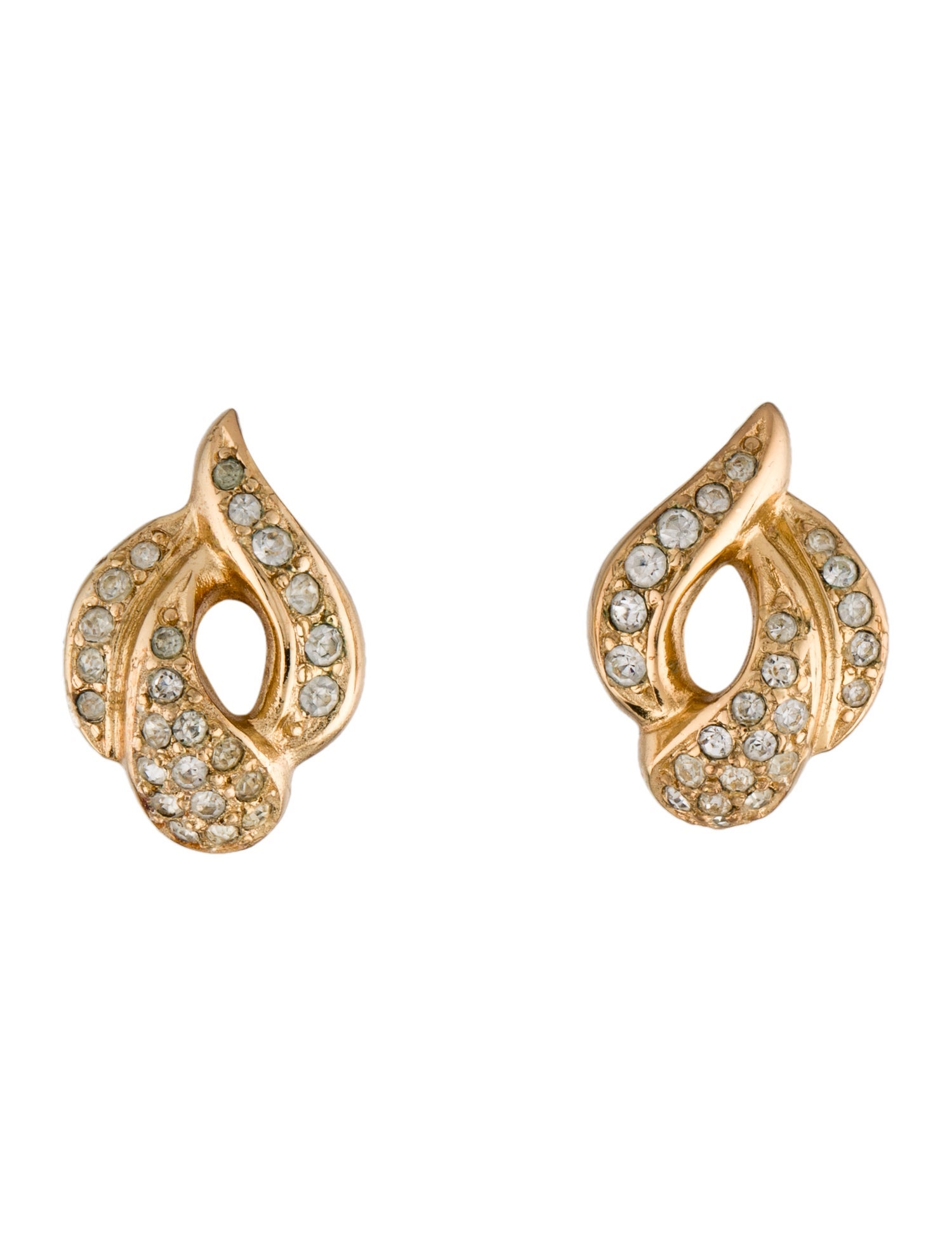 Christian Dior Vintage Crystal Flame Clip-On Earrings