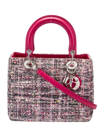 Christian Dior Medium Tweed Cannage Lady Dior Bag