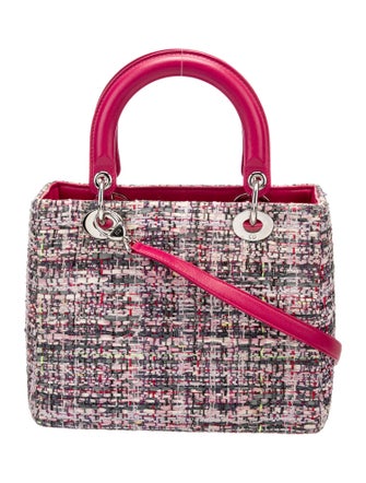 Christian Dior Medium Tweed Cannage Lady Dior Bag