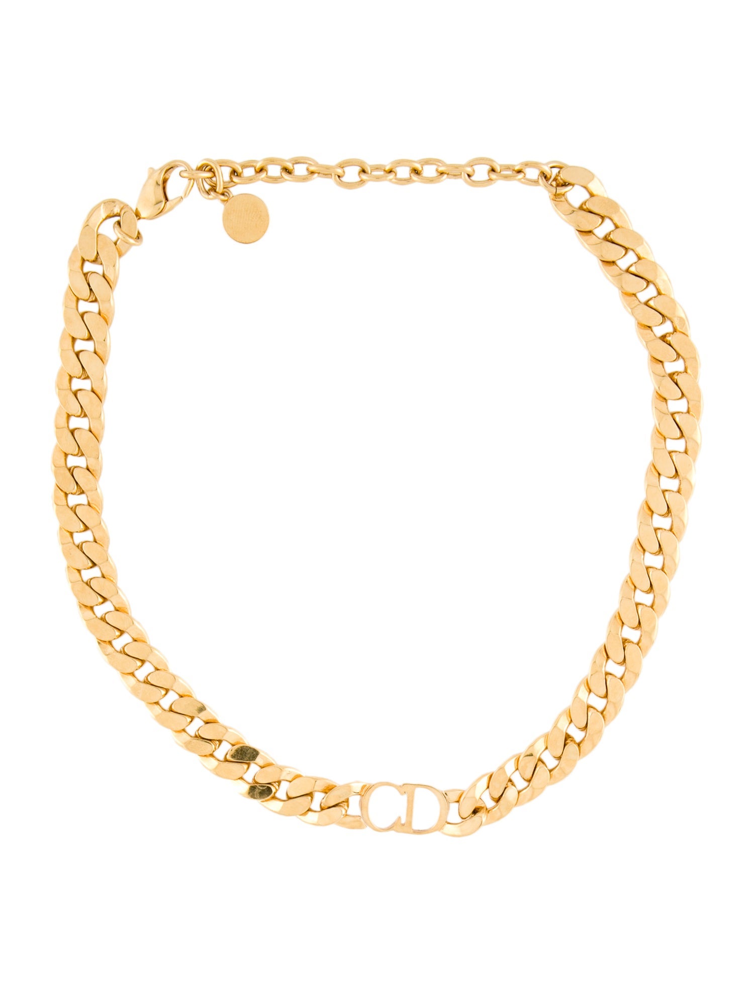 Christian Dior Petit CD Choker Necklace Brass Choker, Necklaces