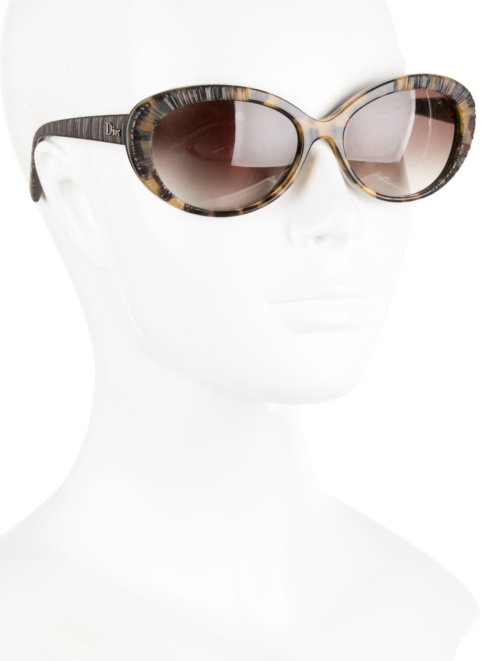 Christian Dior Leopard Print Cat-Eye Sunglasses - Brown 