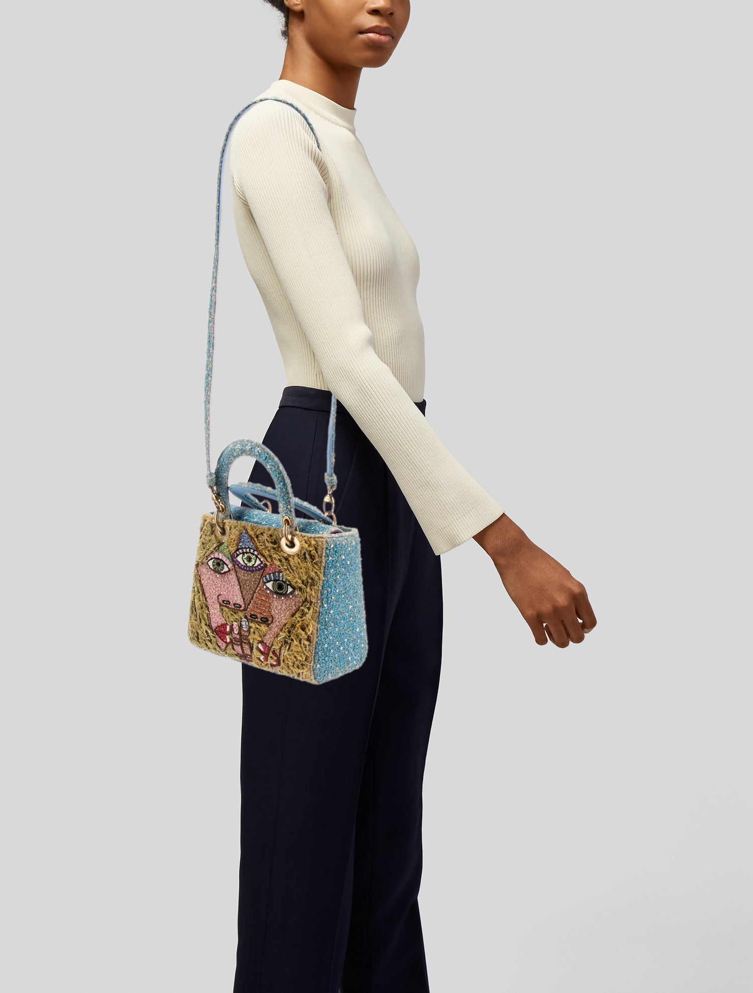 Christian Dior x Brian Calvin Medium Lady Dior Art Bag - Neutrals