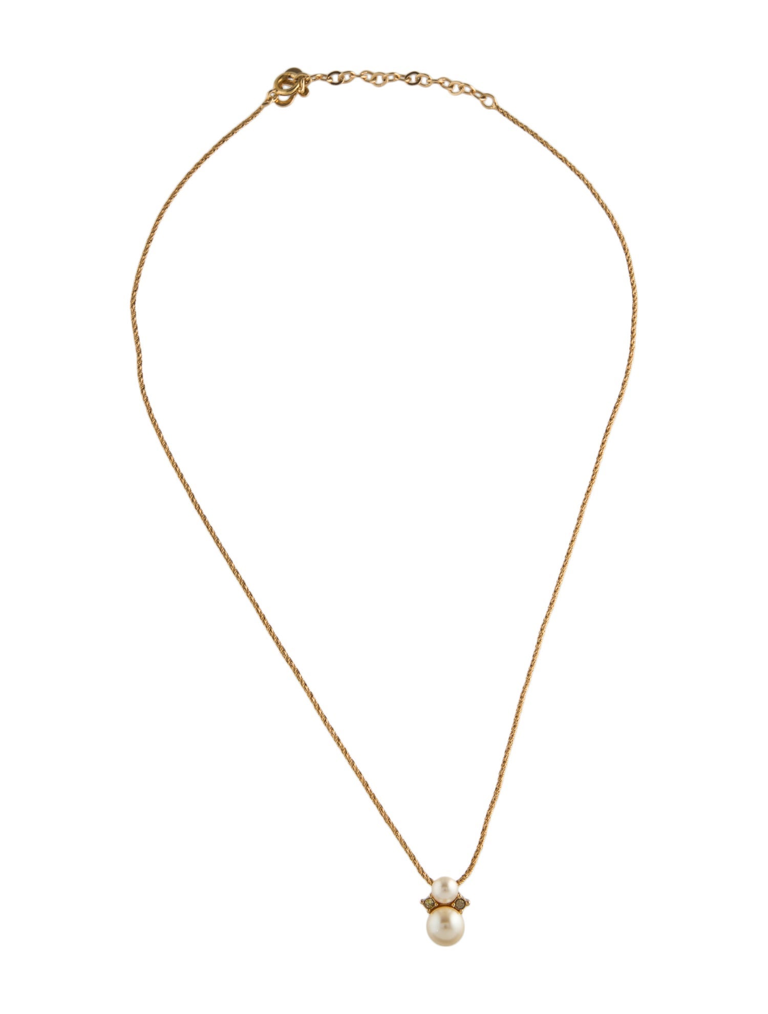 Christian Dior Faux Pearl & Crystal Pendant Necklace