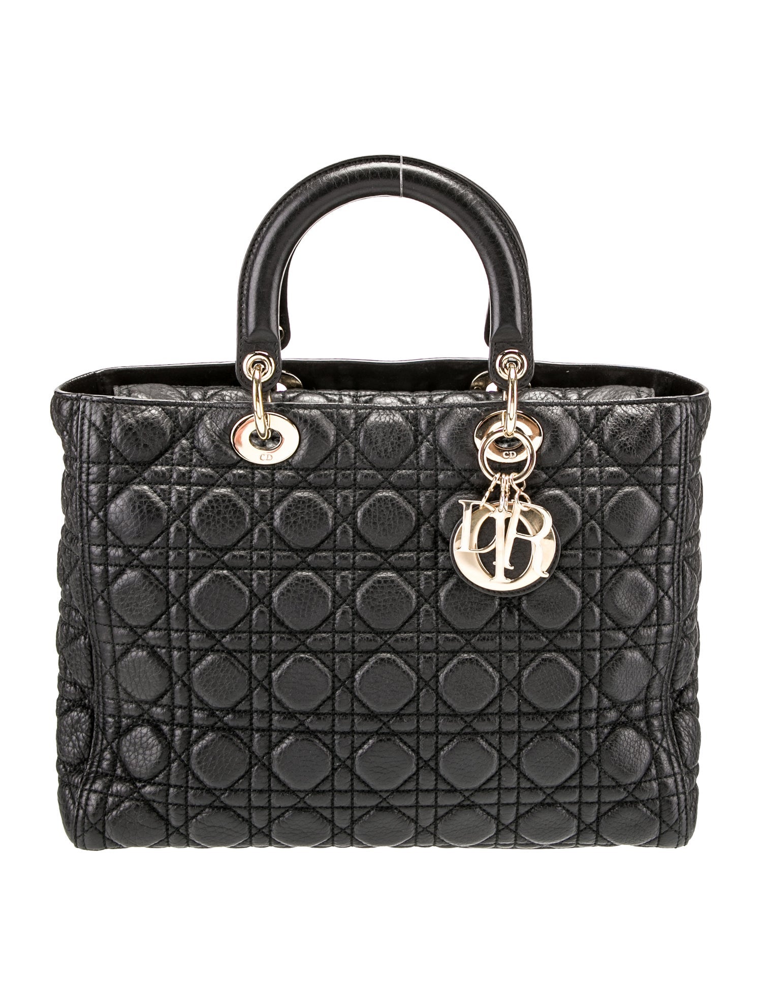 Christian Dior Large Cannage Lady Dior - Black Handle Bags