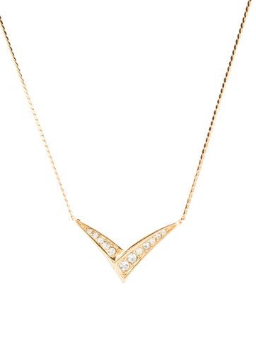 Christian Dior Pendant Necklace Vintage Crystal V