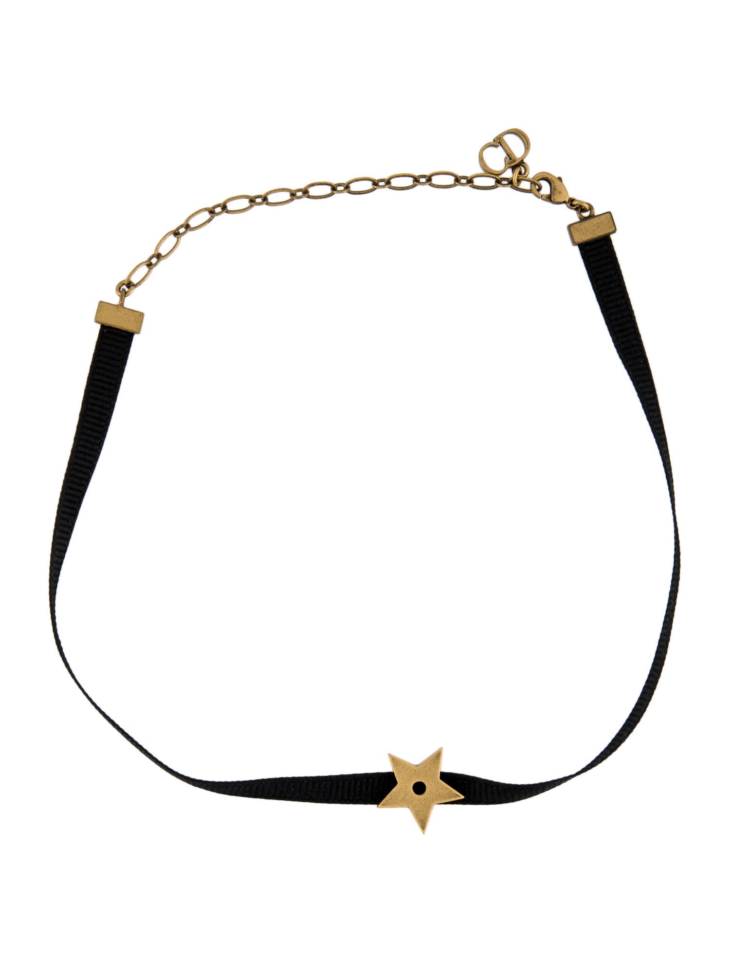 Christian Dior D PorteBonheur Choker Necklace Black, GoldPlated Choker, Necklaces
