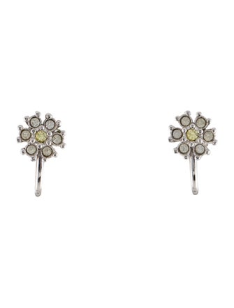 Christian Dior Vintage Crystal Floral Clip-On Earrings