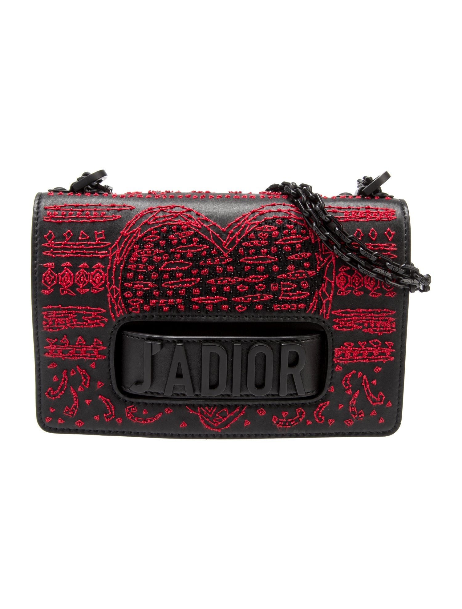 Christian Dior Embroidered Heart Clover J'Adior Bag - Black