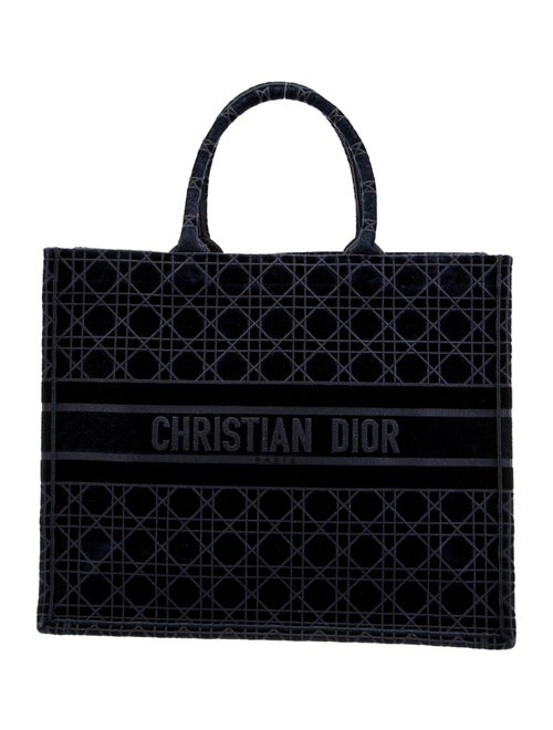 Christian Dior 2021 Large Cannage Embroidered Velvet Book Tote