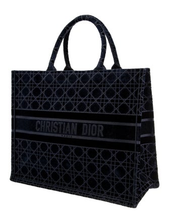 Christian Dior 2021 Large Cannage Embroidered Velvet Book Tote