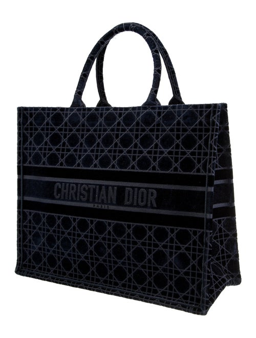 Christian Dior 2021 Large Cannage Embroidered Velvet Book Tote