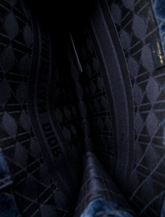 Christian Dior 2021 Large Cannage Embroidered Velvet Book Tote