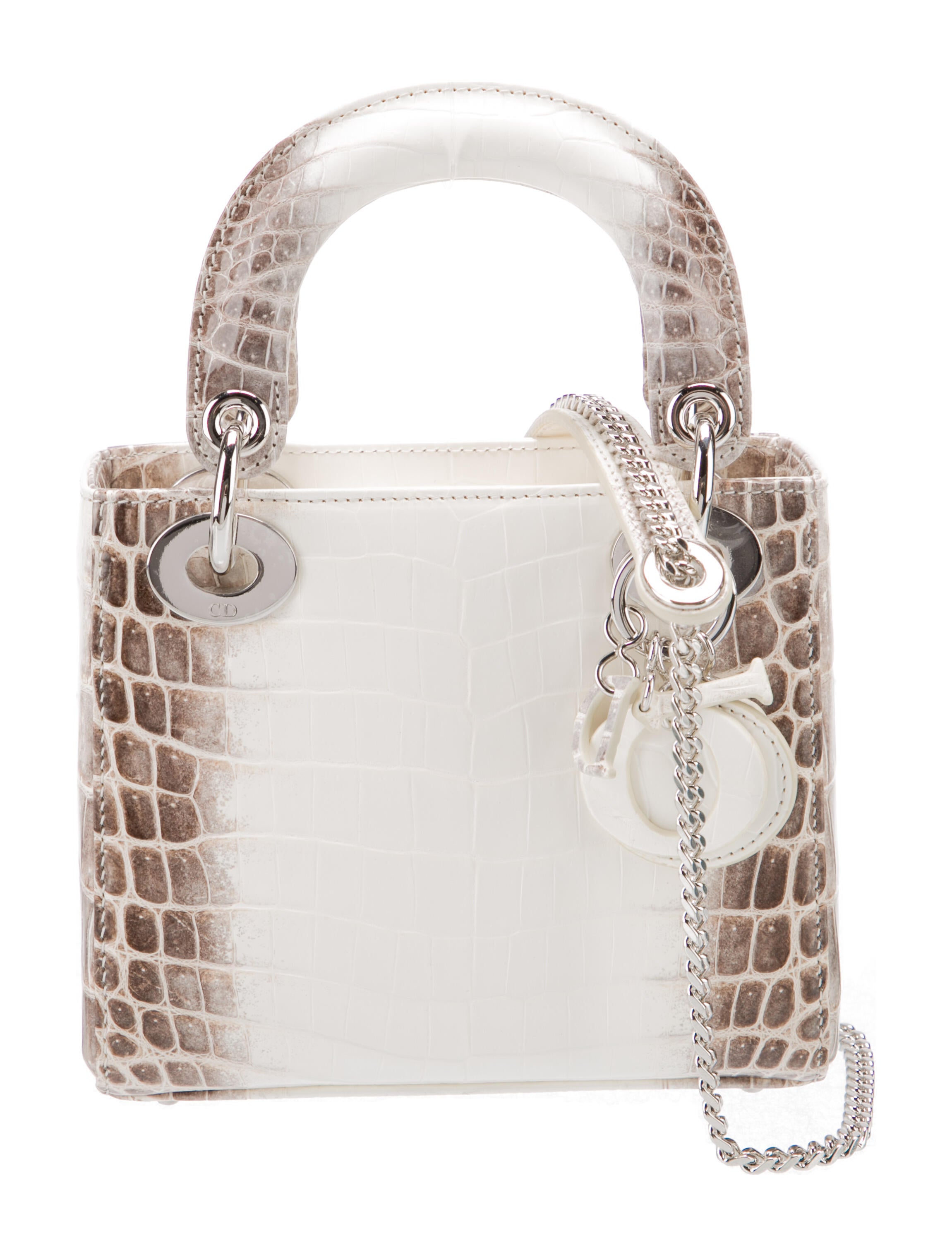 Christian Dior 2022 Mini Himalayan Crocodile Lady Dior Bag - White