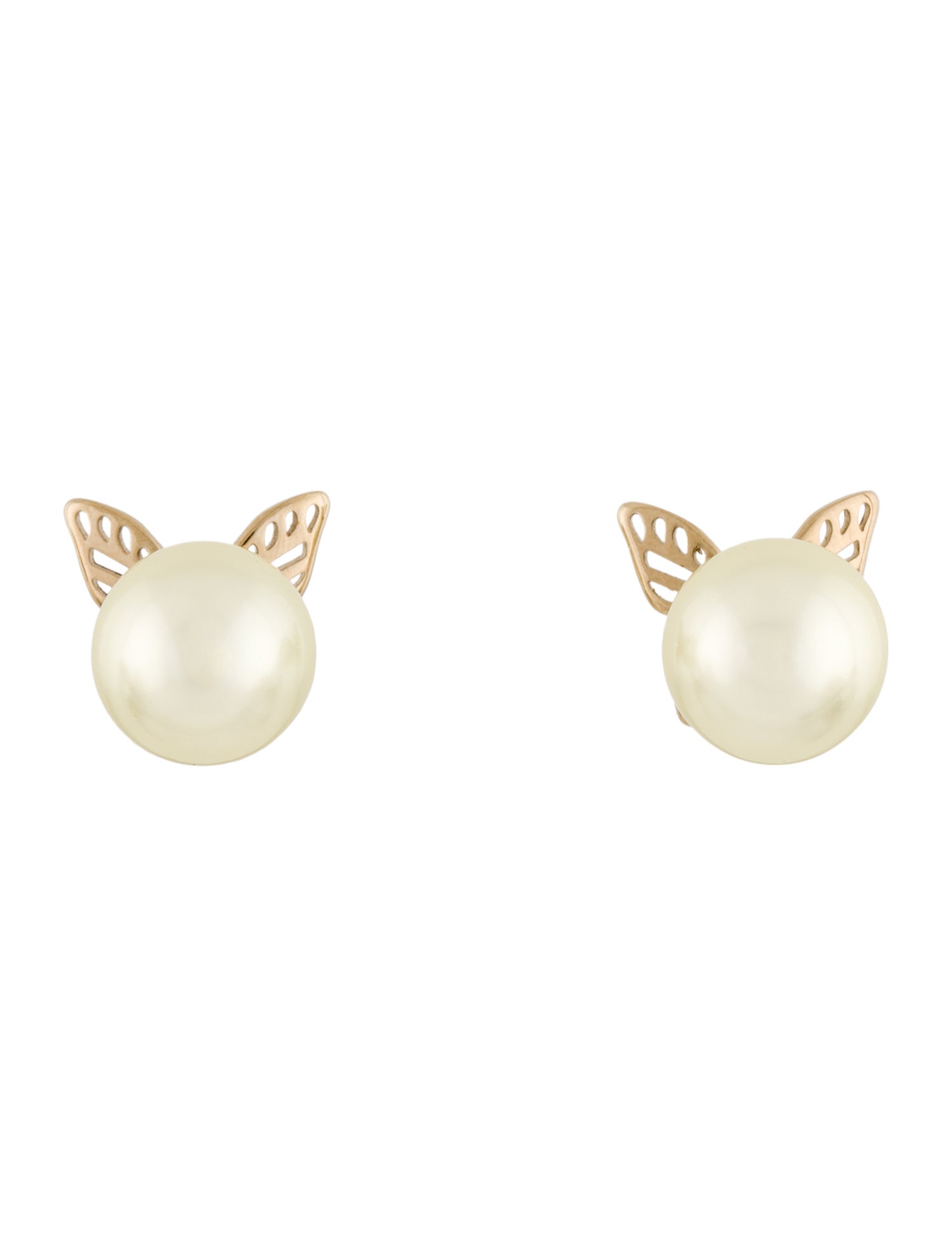 Christian Dior Faux Pearl Butterfly Tribales Earrings - Stud