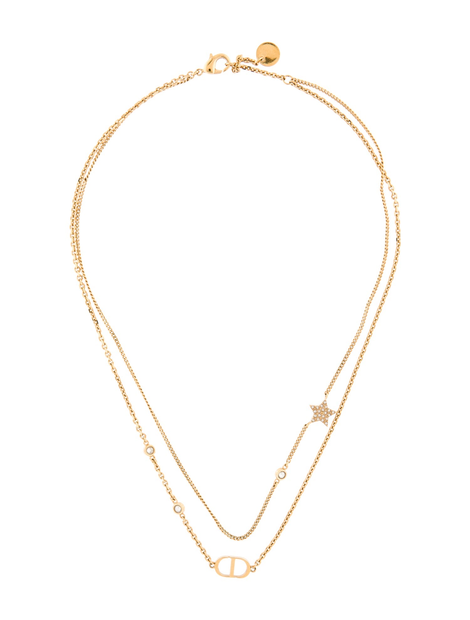 Petit CD Double Necklace Gold-Finish Metal and White