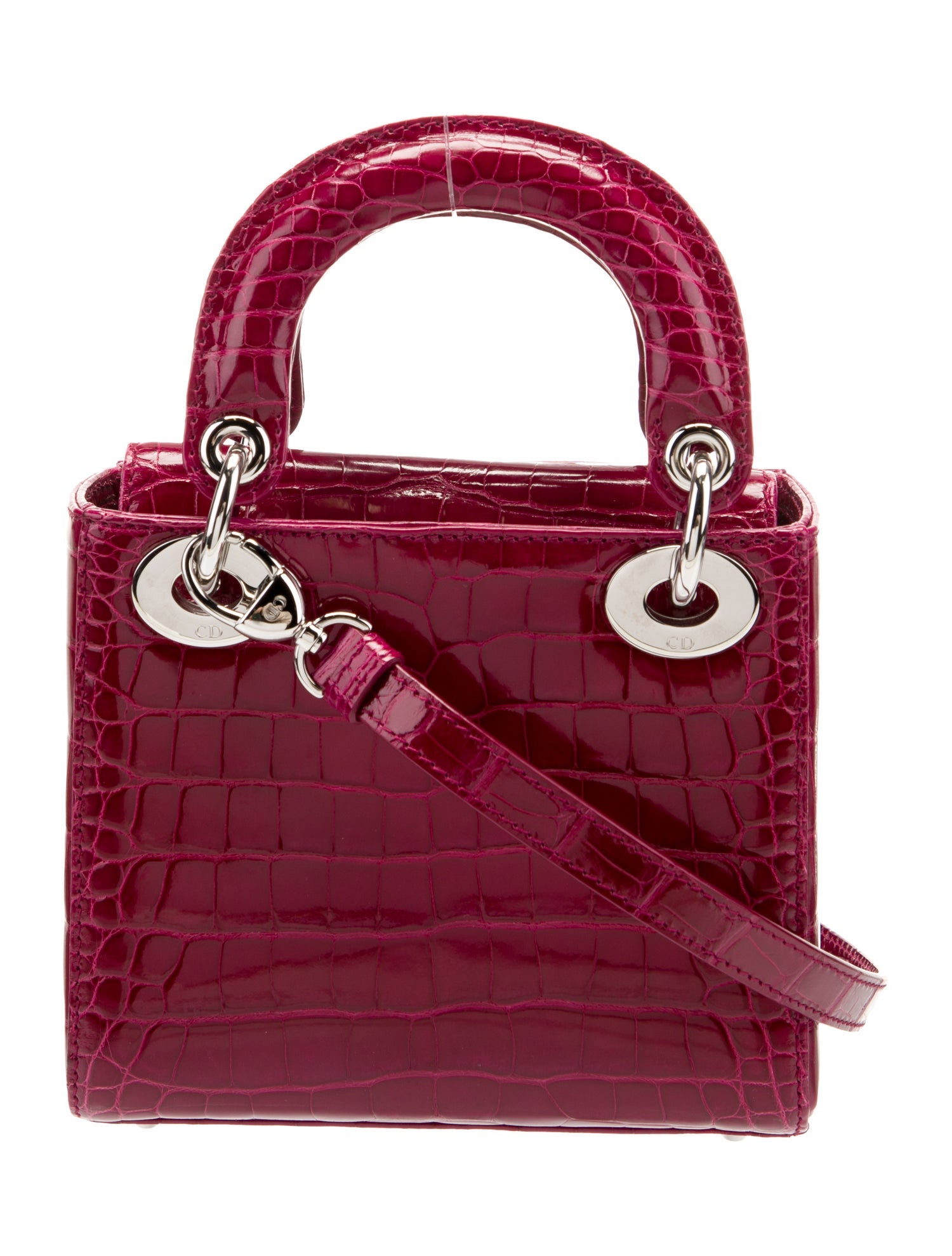 Christian Dior Mini Crocodile Lady Dior Bag - Burgundy Handle Bags