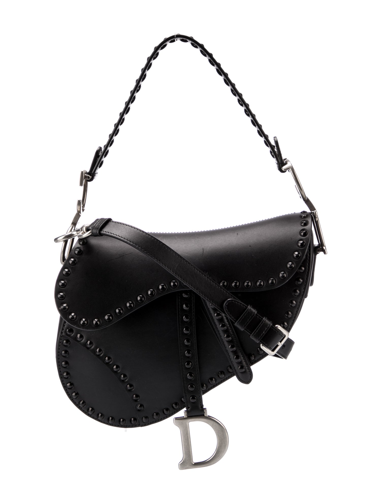 Christian Dior 2022 Studded Saddle Bag - Black Shoulder Bags