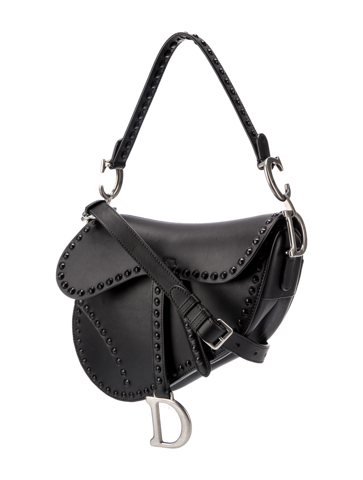 Christian Dior 2022 Studded Saddle Bag - Black Shoulder Bags