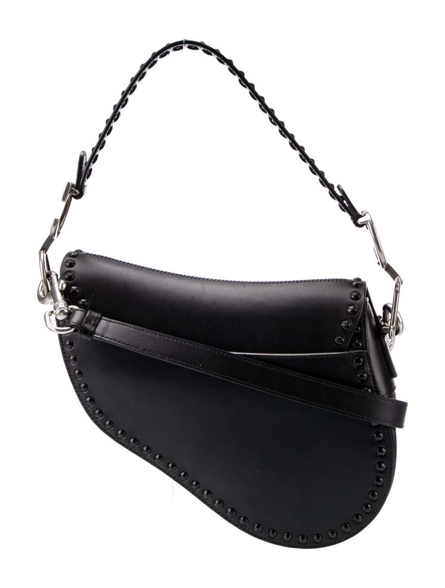 Christian Dior 2022 Studded Saddle Bag - Black Shoulder Bags