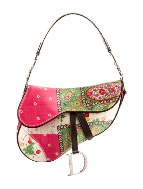 Christian Dior Satin Floral Print Saddle Bag Handbags CHR42658