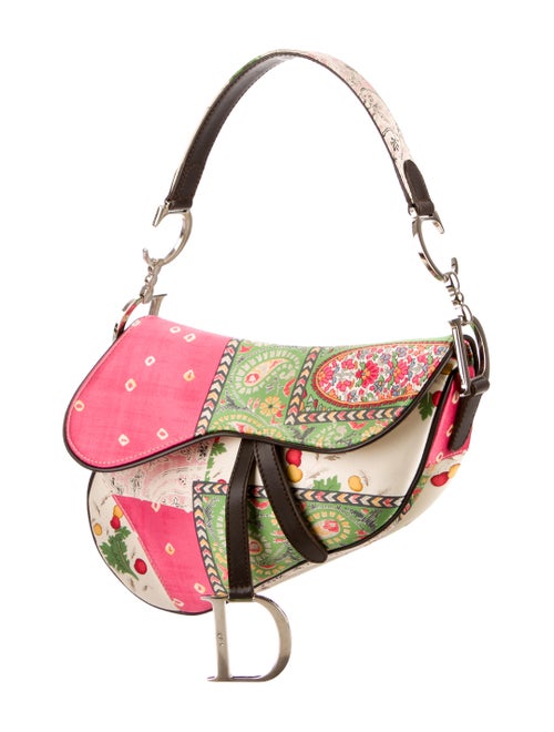 Christian Dior Satin Floral Print Saddle Bag Handbags CHR42658