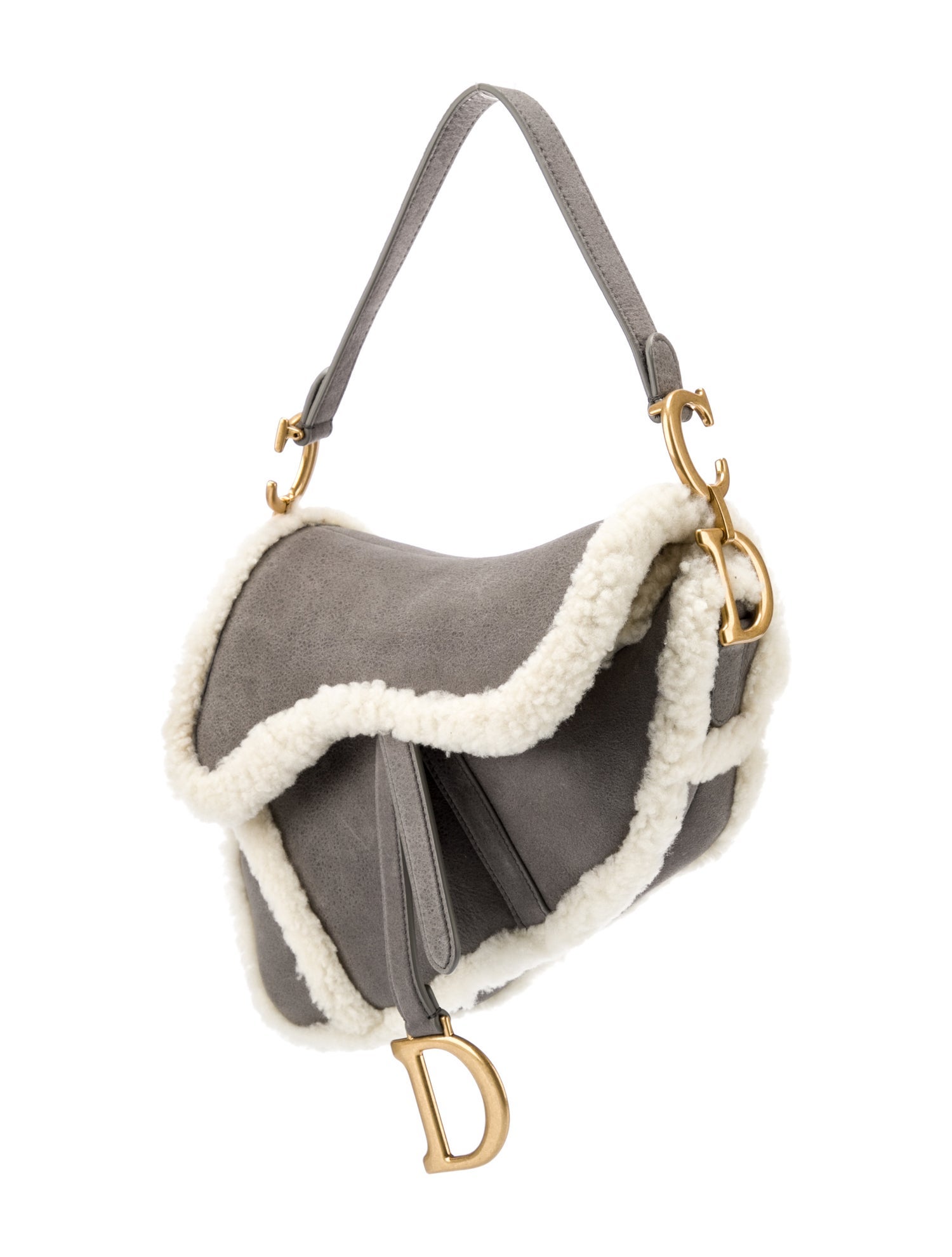 Christian Dior Medium Shearling Saddle Bag