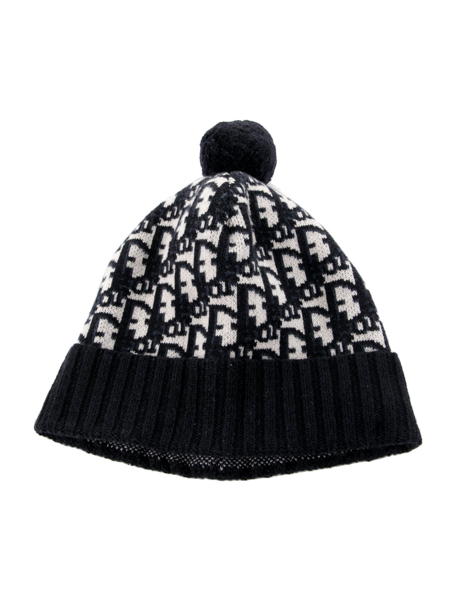 Christian Dior Oblique Pompom Beanie - Blue Hats, Accessories