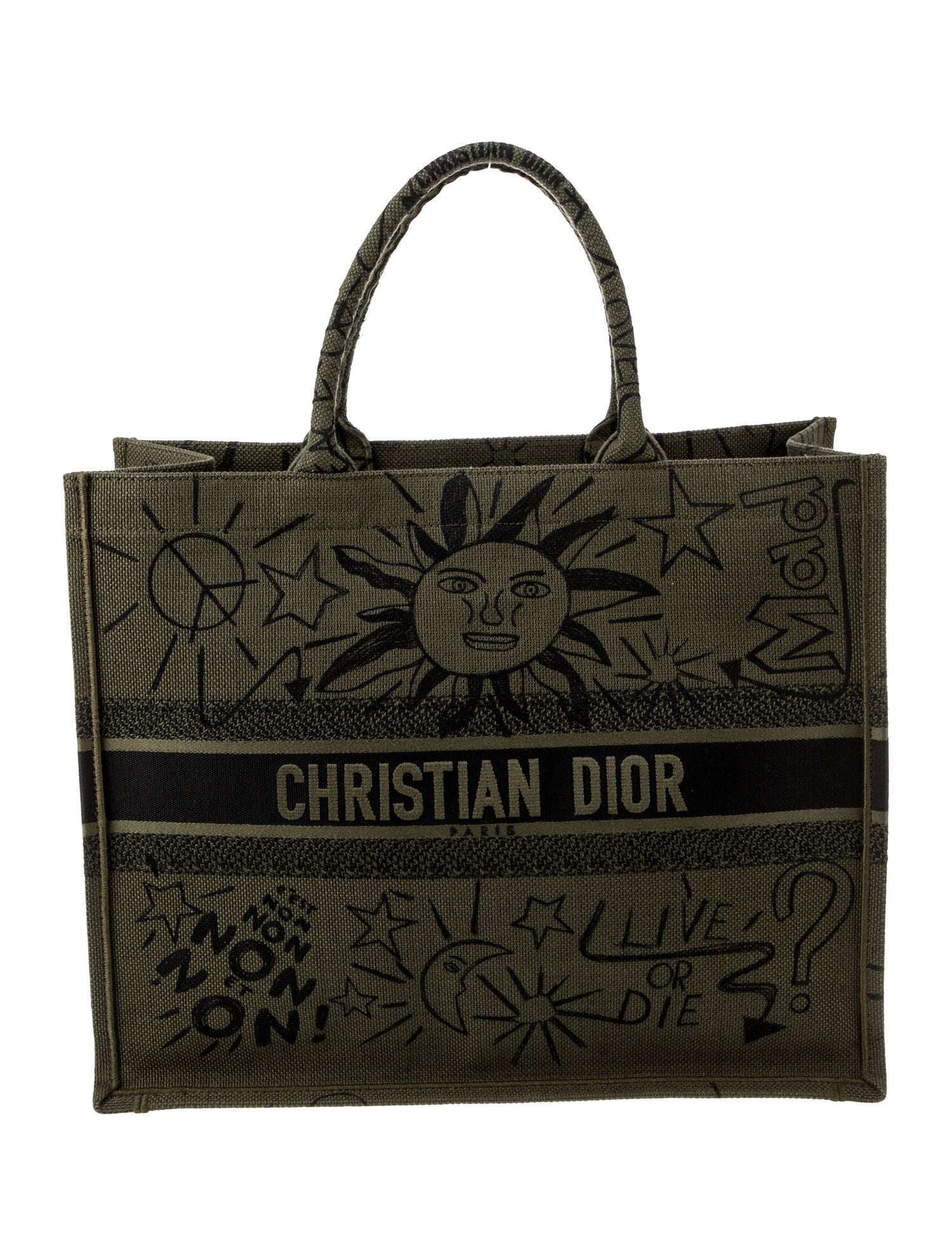 Christian Dior Large Toile de Jouy Soleil Book Tote - Green