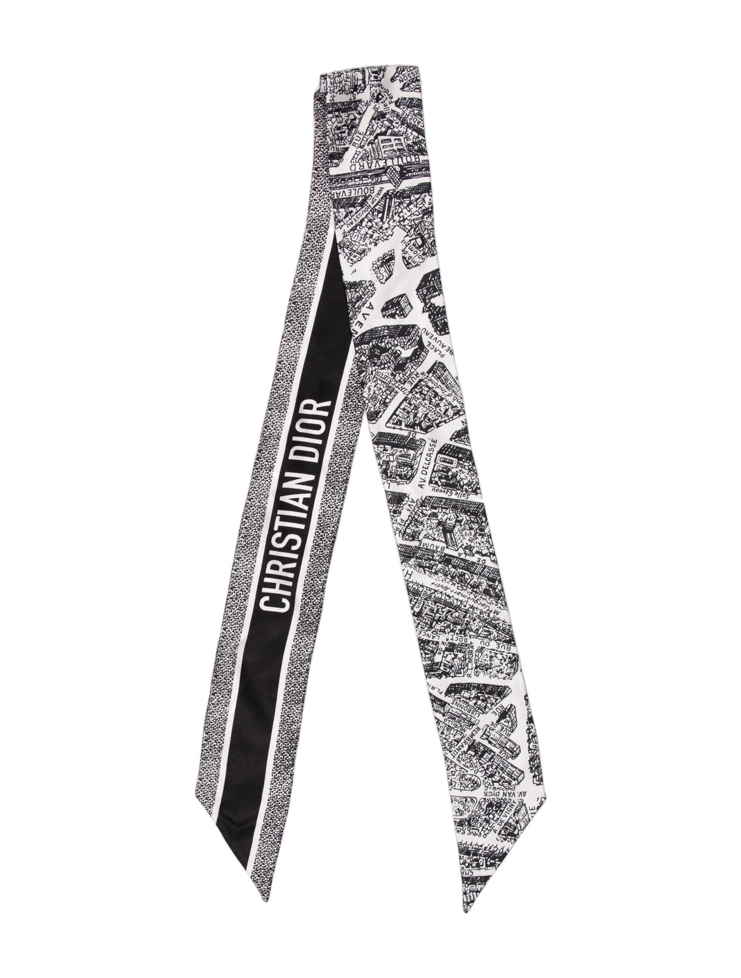 Christian Dior Plan de Paris Mitzah Silk Scarf - White