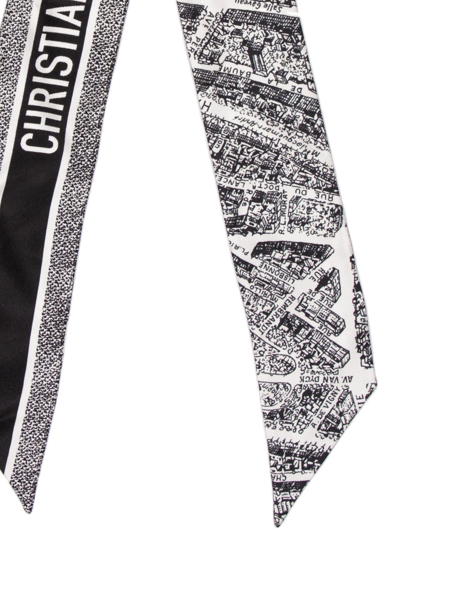 Christian Dior Plan de Paris Mitzah Silk Scarf - White