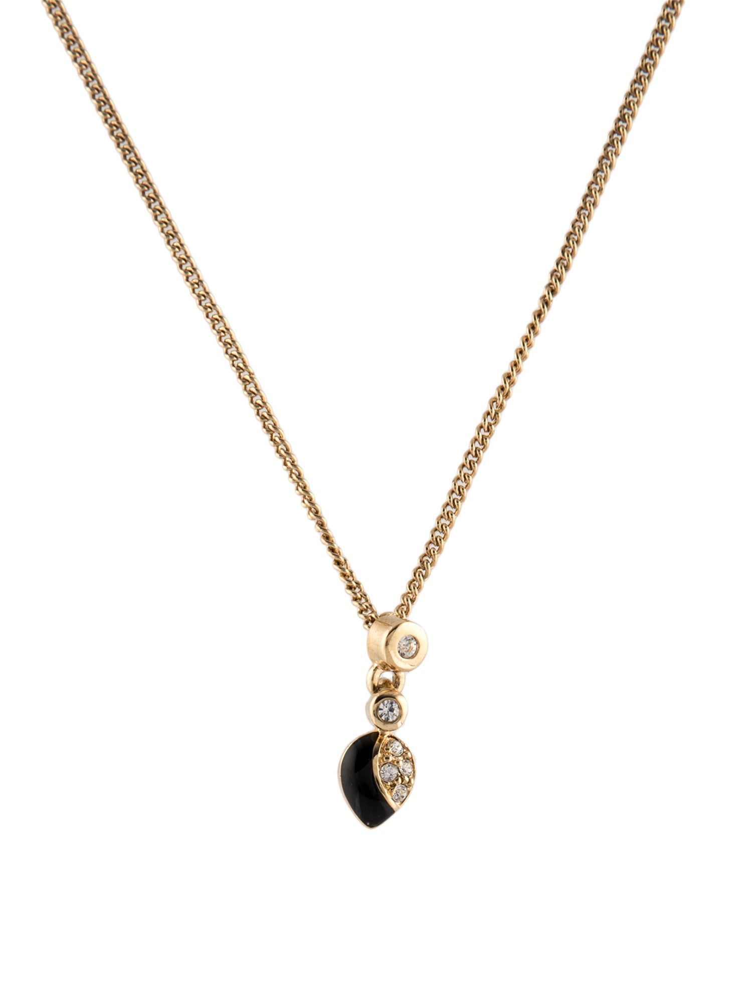 Christian Dior Vintage Crystal & Enamel Pendant Necklace