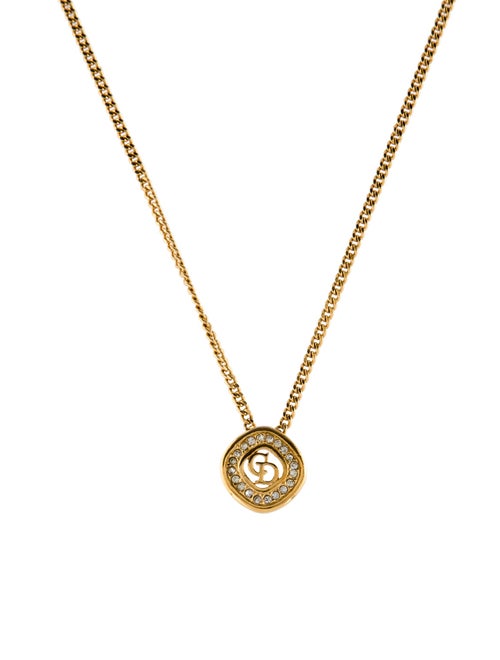 Christian Dior Vintage Crystal 'CD' Pendant Necklace