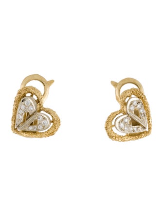 Christian Dior Vintage 18K Diamond CD Heart Clip-On Earrings