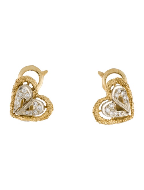 Christian Dior Vintage 18K Diamond CD Heart Clip-On Earrings