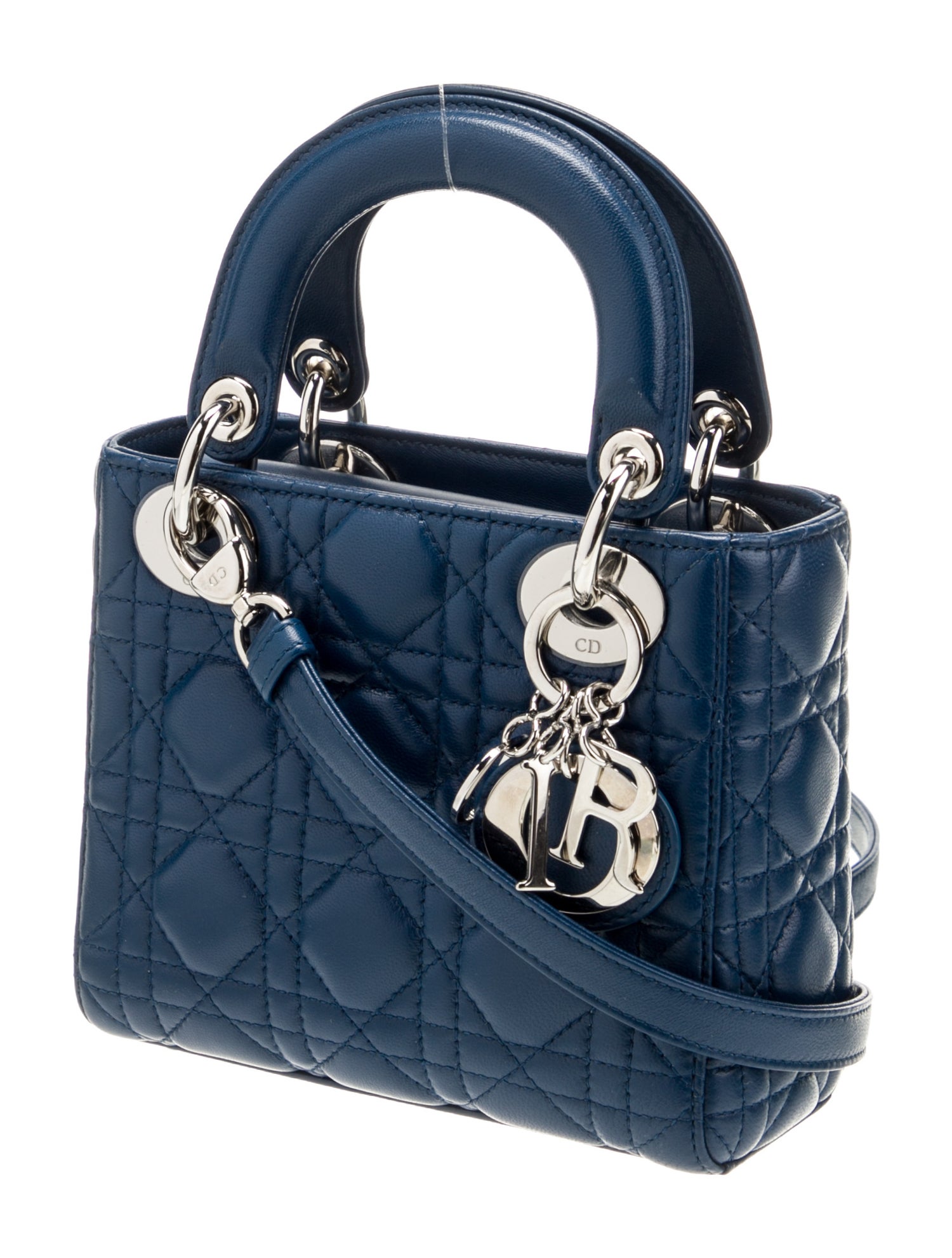 Christian Dior Cannage Lady Dior Mini - Blue Handle Bags, Handbags
