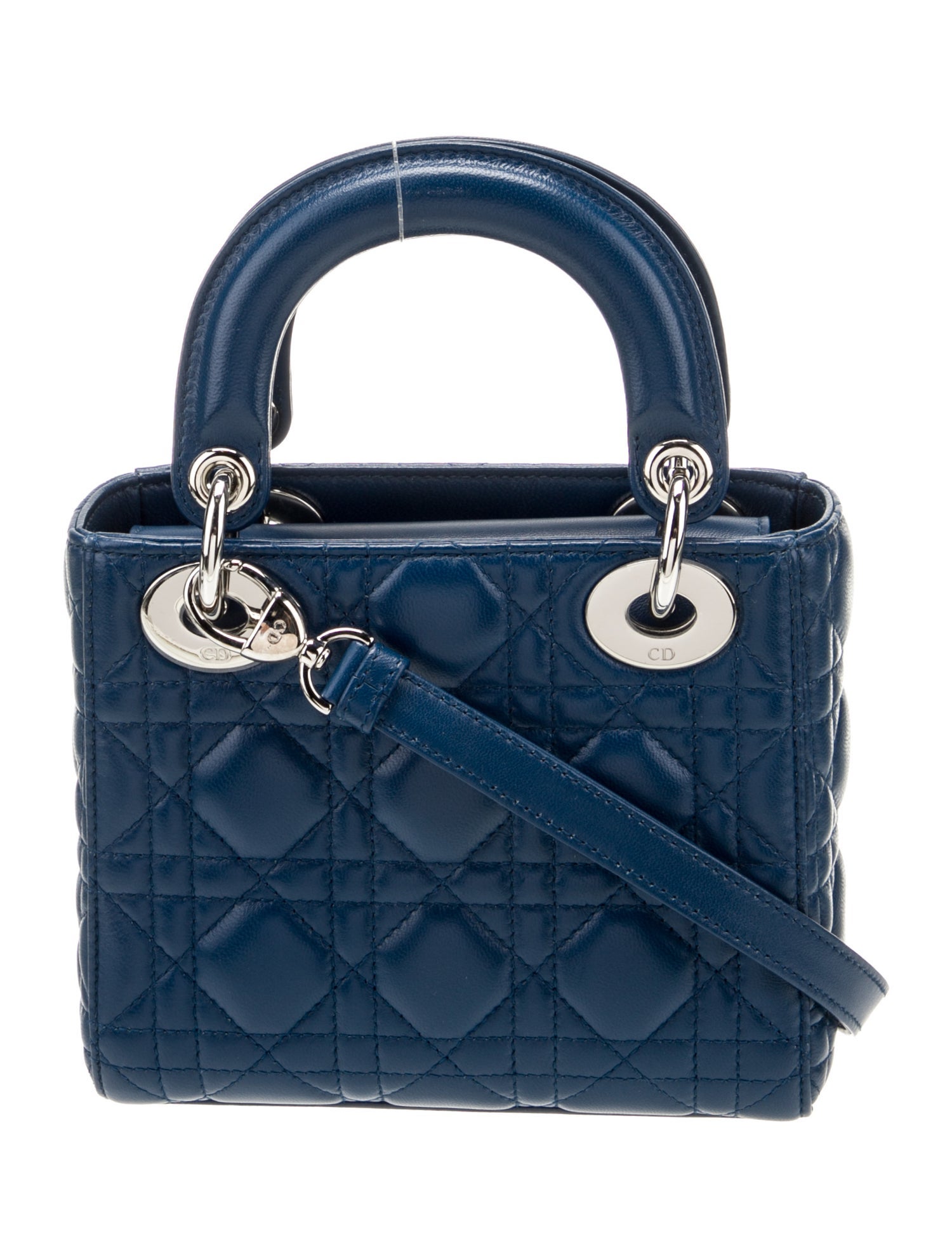 Christian Dior Cannage Lady Dior Mini - Blue Handle Bags, Handbags