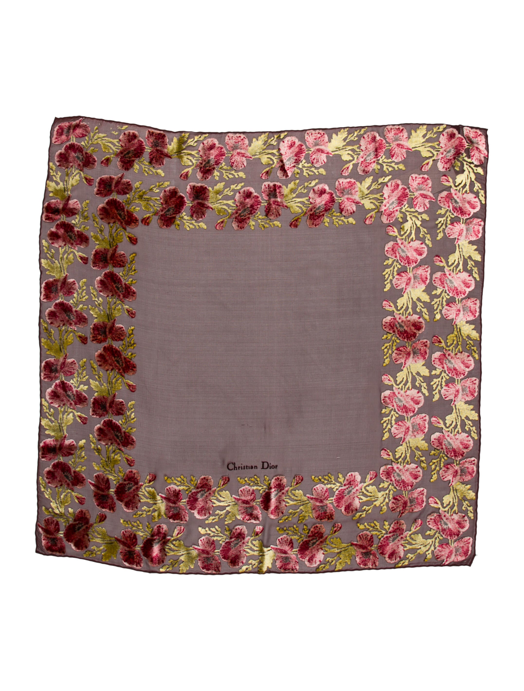 Christian Dior Silk Floral Print Scarf