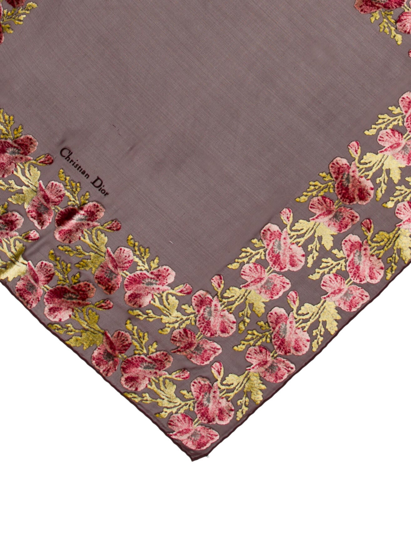 Christian Dior Silk Floral Print Scarf